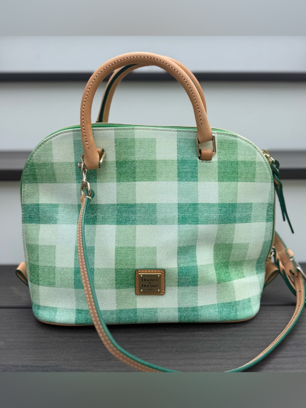 Dooney & Bourke NWT Plaid Quadretto Check Zip Zip Satchel
